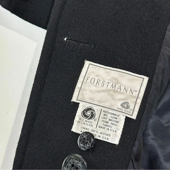 John Weitz Peacoat Wool Blend Nautical Black Vintage USA Large - Picture 8 of 13